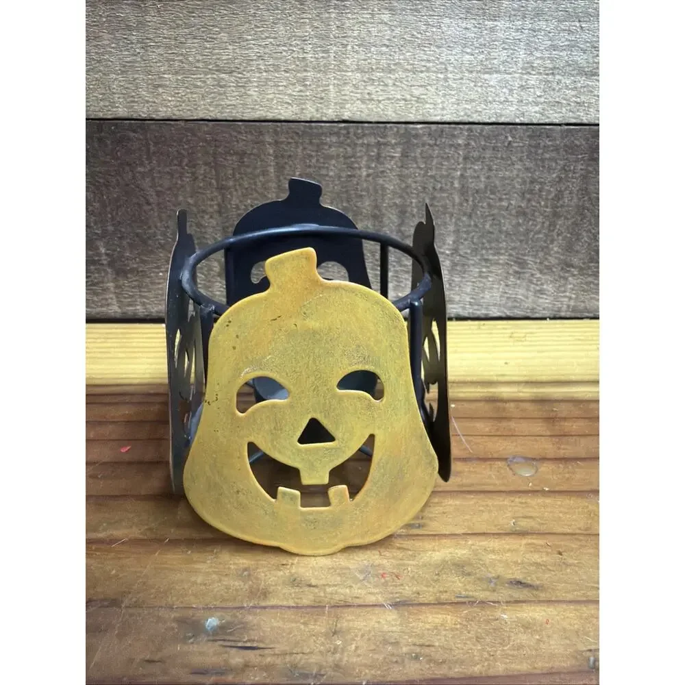 Russ Pumpkin Jack-o’-lantern Cube Halloween Tealight Candle Holder 3.5”